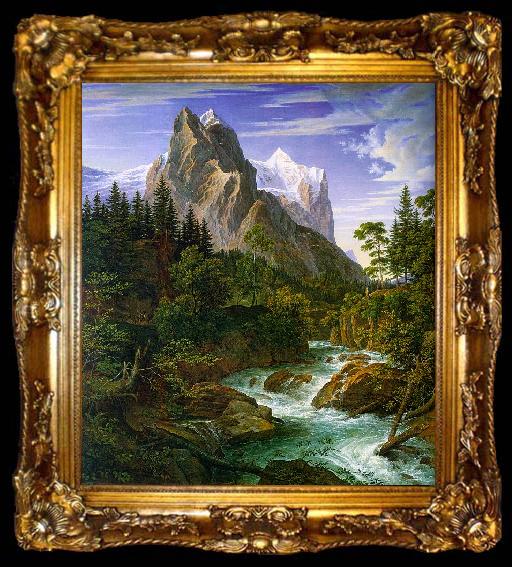 framed  Joseph Anton Koch The Wetterhorn with the Reichenbachtal, ta009-2